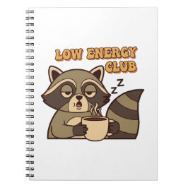 Retro Raccoon Low Energy Thoughts Lined Notebook Notitieboek