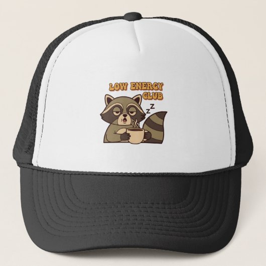 Retro Raccoon Low Energy Trucker Hat Trucker Pet (Voorkant)