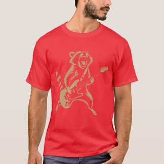 Retro Raccoon Playing Guitar Rock Music Funny Men  T-shirt