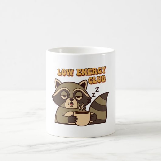 Retro Raccoon Tired Vibes White Mug Koffiemok (Center)