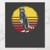  Retro Raccoon Wijn Etiket (Enkel label)