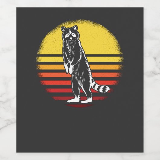 Retro Raccoon Wijn Etiket (Enkel label)