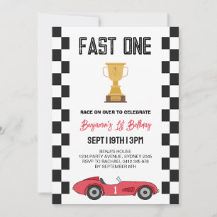 Retro Race Auto 1e Verjaardagsfeestje Kaart