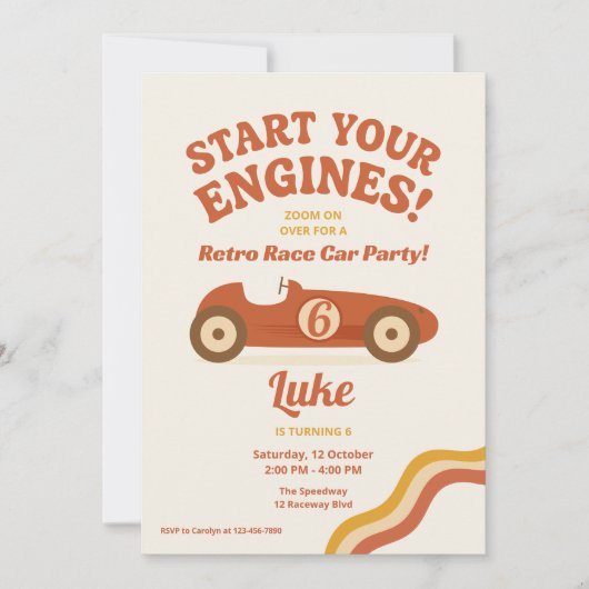 Retro Race Auto  Boy Verjaardag Kaart (Voorkant)