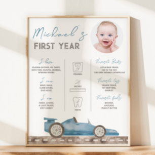 Retro race auto foto mijlpaal teken poster
