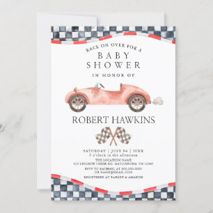 Retro Race Auto Genderneutraal Baby shower Kaart