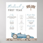 Retro race auto mijlpaal teken poster (Voorkant)