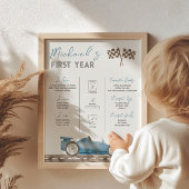 Retro race auto mijlpaal teken poster