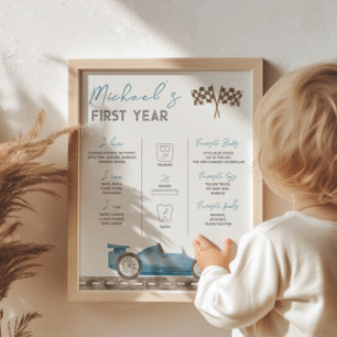 Retro race auto mijlpaal teken poster