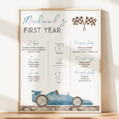 Retro race auto mijlpaal teken poster