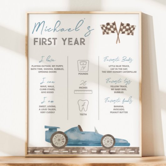 Retro race auto mijlpaal teken poster