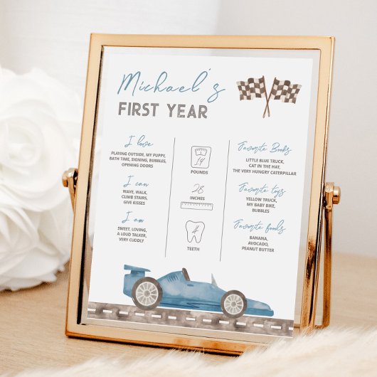 Retro Race Auto Milestone Tafelbord Poster