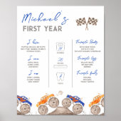 Retro Race Auto Milestone Tafelbord Poster (Voorkant)