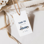 Retro Race Auto Navy Blue Gift Label Cadeaulabel
