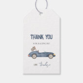 Retro Race Auto Navy Blue Gift Label Cadeaulabel (Voorkant)