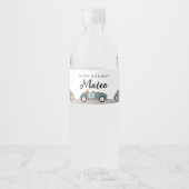 Retro Race Auto Thema Verjaardag Water Fles Label Waterfles Etiket (Voorkant)