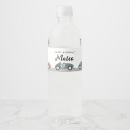 Retro Race Auto Thema Verjaardag Water Fles Label Waterfles Etiket
