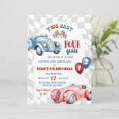 Retro  Race Auto Verjaardag van de broers en zusse Kaart (Staand voorkant)