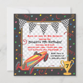 Retro Race Car Birthday Party Invitation Kaart (Voorkant)