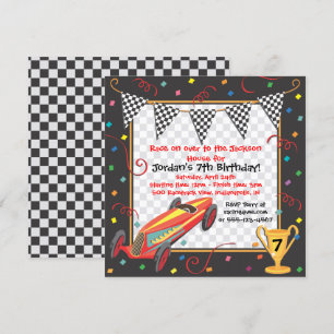 Retro Race Car Birthday Party Invitation Kaart