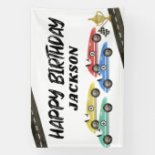 Retro Race Car Kinderen van Birthday Spandoek (Verticaal)