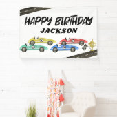 Retro Race Car Kinderen van Birthday Spandoek (Insitu)
