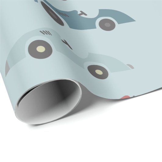 Retro Race Car Pattern Cadeaupapier (Rol Hoek)