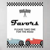 Retro Race Car Racing Favorieten Verjaardagsfeestj Poster (Voorkant)