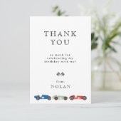 Retro Race Car Theme Birthday Bedankkaart (Staand voorkant)