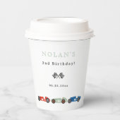 Retro Race Car Theme Birthday Papieren Bekers (Voorkant)