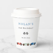 Retro Race Car Theme Birthday Papieren Bekers (Voorkant)