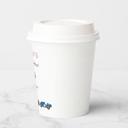 Retro Race Car Theme Birthday Papieren Bekers (Links)