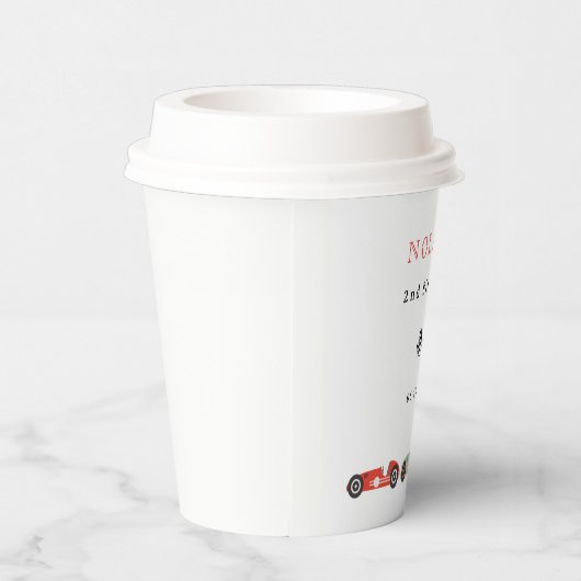 Retro Race Car Theme Birthday Papieren Bekers (Rechts)