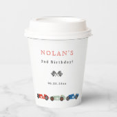 Retro Race Car Theme Birthday Papieren Bekers (Voorkant)