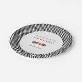 Retro Race Car Theme Birthday Papieren Bordje (Gekanteld)