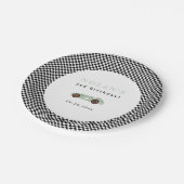 Retro Race Car Theme Birthday Papieren Bordje (Gekanteld)