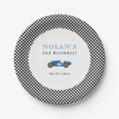 Retro Race Car Theme Birthday Papieren Bordje (Voorkant)