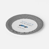 Retro Race Car Theme Birthday Papieren Bordje (Gekanteld)