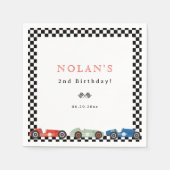 Retro Race Car Theme Birthday Servet (Voorkant)
