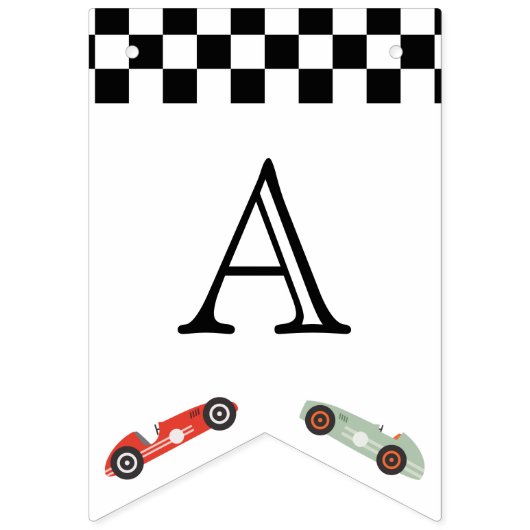 Retro Race Car Theme Birthday Vlaggetjes (Tweede vlag)