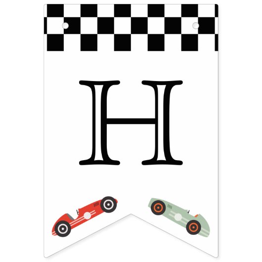 Retro Race Car Theme Birthday Vlaggetjes (Eerste vlag)