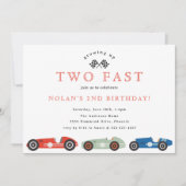 Retro Race Car Two Fast Theme Birthday Kaart (Voorkant)