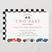 Retro Race Car Two Fast Theme Birthday Kaart (Voorkant / Achterkant)