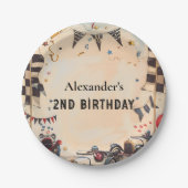 Retro Race Track Two Fast Birthday Papieren Bordje (Voorkant)