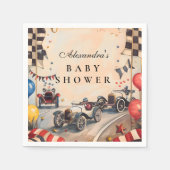 Retro raceauto baby shower servet (Voorkant)