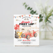 Retro raceauto eerste ronde rond het parcours verj (Staand voorkant)