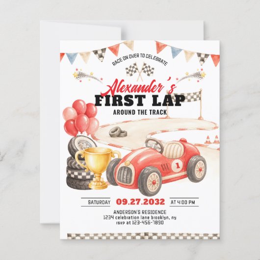 Retro raceauto eerste ronde rond het parcours verj (Voorkant)