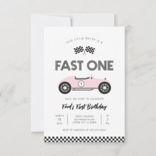 Retro raceauto snelste eerste verjaardag kaart