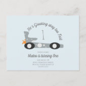 Retro raceauto's maan sterren eerste verjaardag  briefkaart (Voorkant)