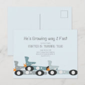 Retro raceauto's maan sterren verjaardagsfeestje   briefkaart (Voorkant / Achterkant)